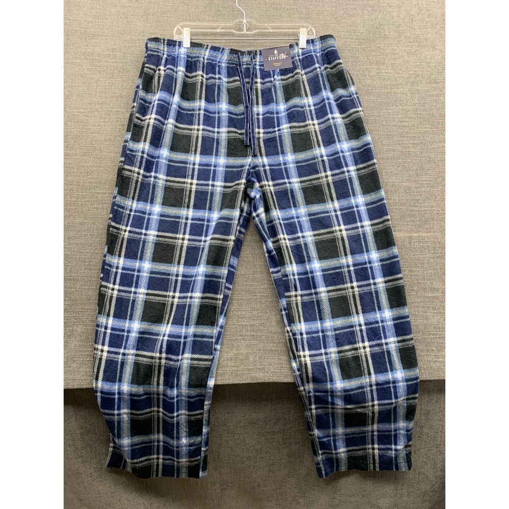 Stafford Tailored Culture Sleep Pants Mens XL Blue Black Plaid Regular Fit